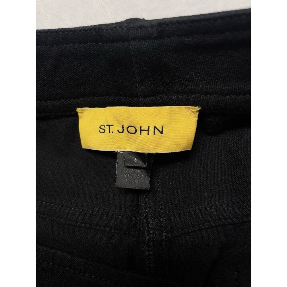ST. JOHN Women's Size 6 Relaxed Straight Leg High-Rise Black Stretch Pants - Picture 9 of 12